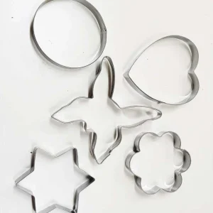 Set 5 Stampi Stampini Formine Acciaio Biscotti Pane Dolce Stella Fiore Farfalla