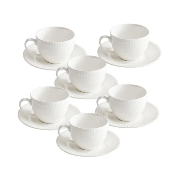 Set 6 Tazze Caffè Collina Porcellana Bone China Piattini 100ml Design