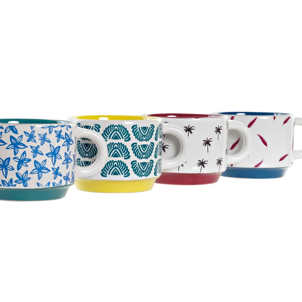 Set di Tazze da Caffè DKD Home Decor Multicolore Gres (150 ml)