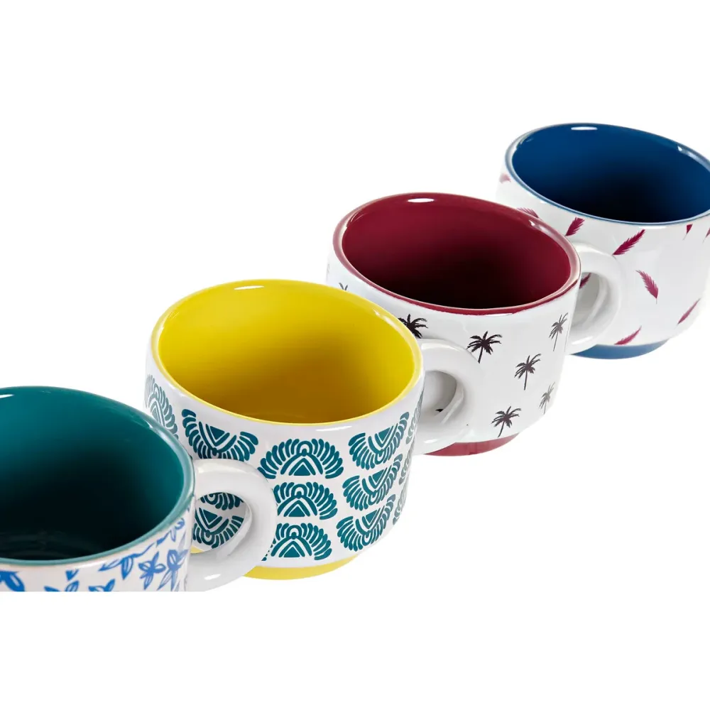 Set di Tazze da Caffè DKD Home Decor Multicolore Gres (150 ml)