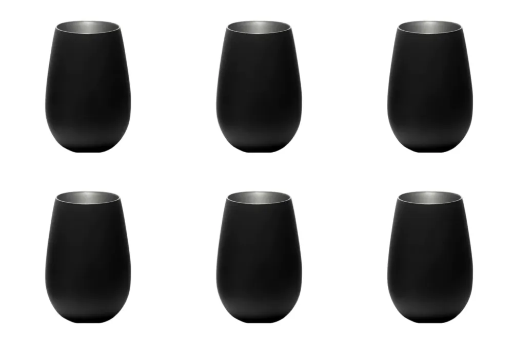 Set di 6 tazze Elements 465ml nero/argento