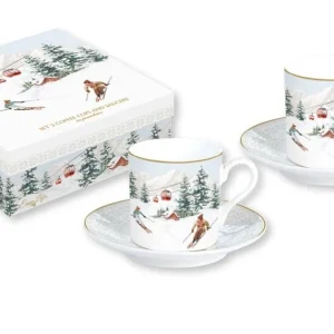 Set 2 tazzine caffè con piattini porcellana Chalet