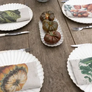 Set di 6 tovaglioli lino con disegno vegetale