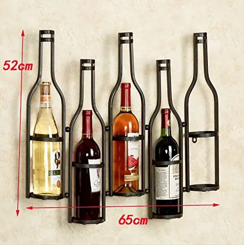 Scaffale per vino da appendere alla parete, per bicchieri di vino, ferro battuto, 5 bottiglie (colore: bronzo), colore: bi...