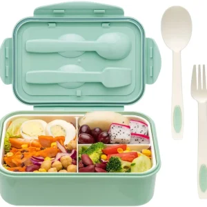Sinwind Lunch Box, Porta Pranzo, Bento Box con 3 Scomparti e Verde