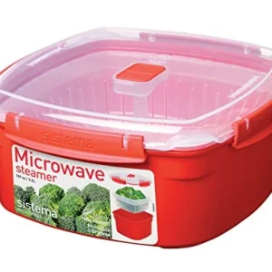 Sistema Vaporiera grande da microonde 3,2 L, 23.9 x x 10.9 cm Large, Red