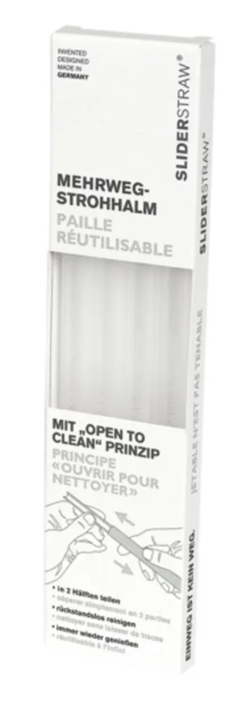 SLIDER STRAW cannuccia trasparente/bianco 4 pezzi 21,5 cm