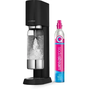 Sodastream Enso gasatore d'acqua – incluso 1 bottiglia (plastica), per bombola da 60 l, acciaio inossidabile, nero