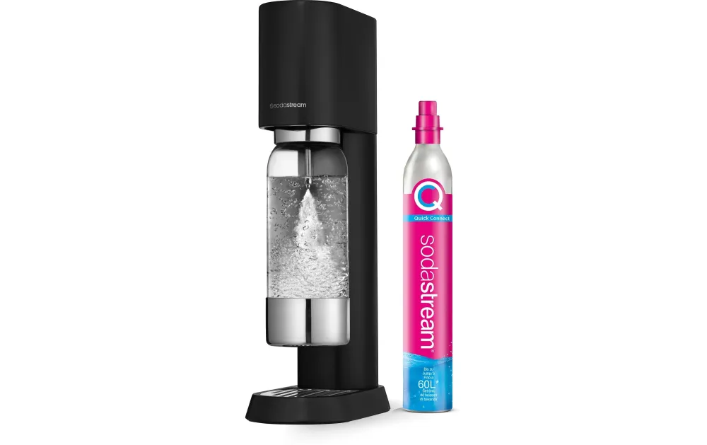 Sodastream Enso gasatore d'acqua – incluso 1 bottiglia (plastica), per bombola da 60 l, acciaio inossidabile, nero
