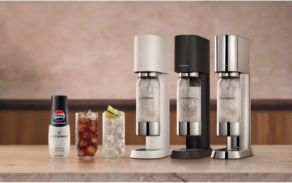 Sodastream Enso gasatore d'acqua – incluso 1 bottiglia (plastica), per bombola da 60 l, acciaio inossidabile, nero