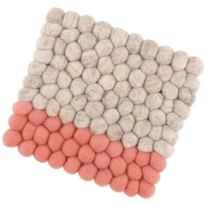 Sottobicchiere CILIO Lana Due beige-corallo 21x21 cm