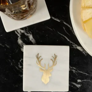 Sottobicchieri marmo con design forma di cervo