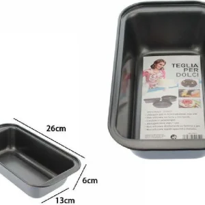 Stampo Teglia Tortiera Per Dolce Torta Antiaderente Rettangolare 13x26x6cm 59950