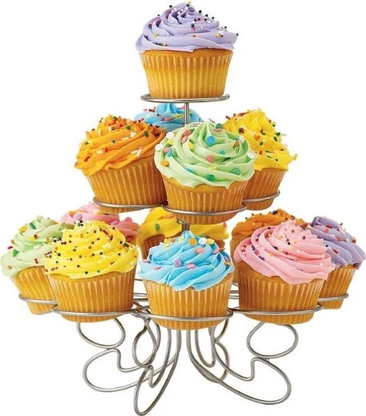 Stand Porta 13 Cupcake E Dessert Alzatina 24,5x20 Cm Metallo Colore Grigio