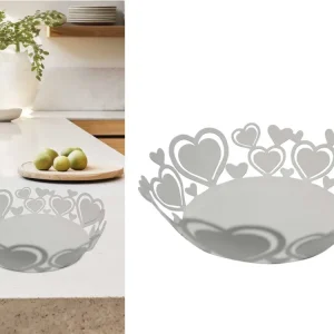 Svuota tasche shabby chic ferro bianco con cuori 20x5 cm - Giardini di Marzo