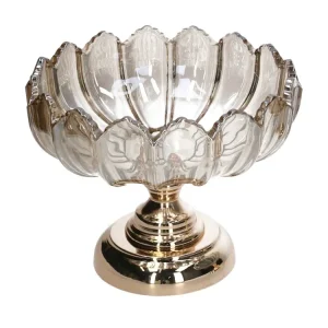 Svuotatasche vetro fumÃ¨ e dorato 25x17 cm - Vacchetti