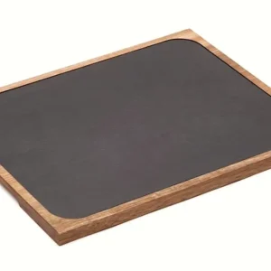 Tagliere Ardesia 1/2 + Base Acacia Cm.34,5x28,5x1,5h