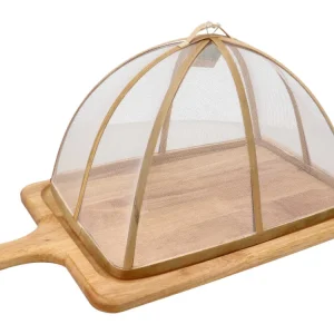 Tagliere legno di acacia con coprivivande rete - 50x28x25 spessore 2,5 cm - Kaemingk
