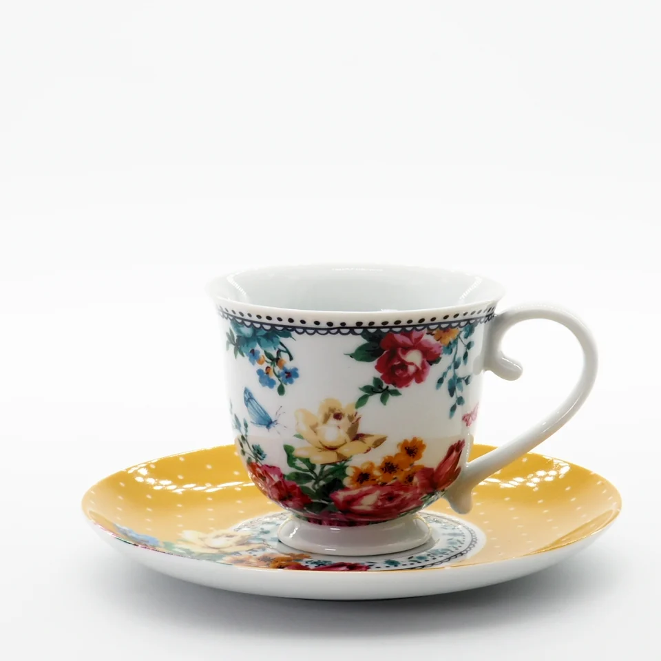 Tazza da Tè con Piattino 200ml Porcellana Linea Fiori Primavera