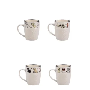 Tazza mug 380ml con bordino decorato d.9xh11cm, 4 assortimenti
