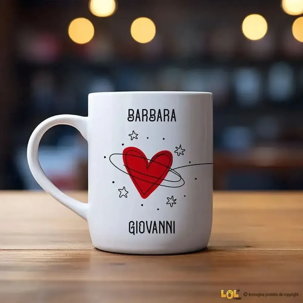 Tazza Personalizzata Con Nomi Con Cuori e Stelle