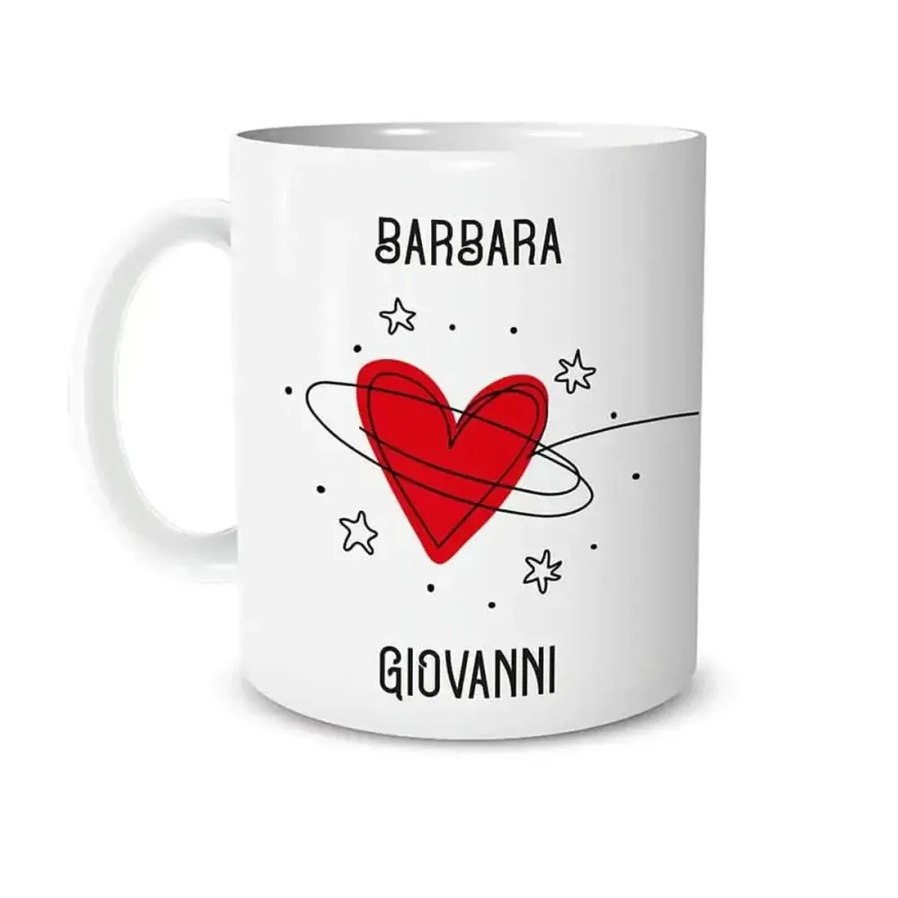 Tazza Personalizzata Con Nomi Con Cuori e Stelle
