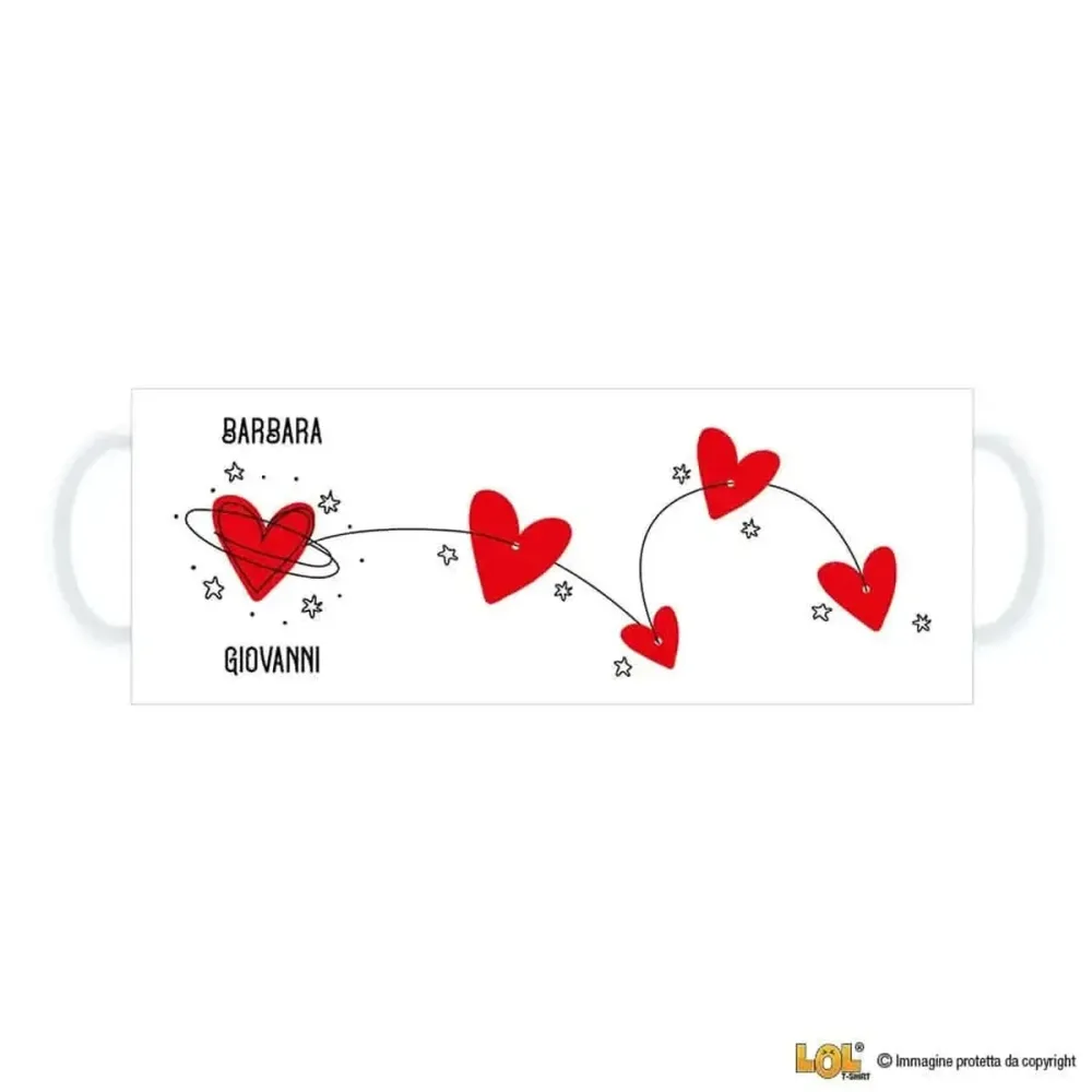 Tazza Personalizzata Con Nomi Con Cuori e Stelle
