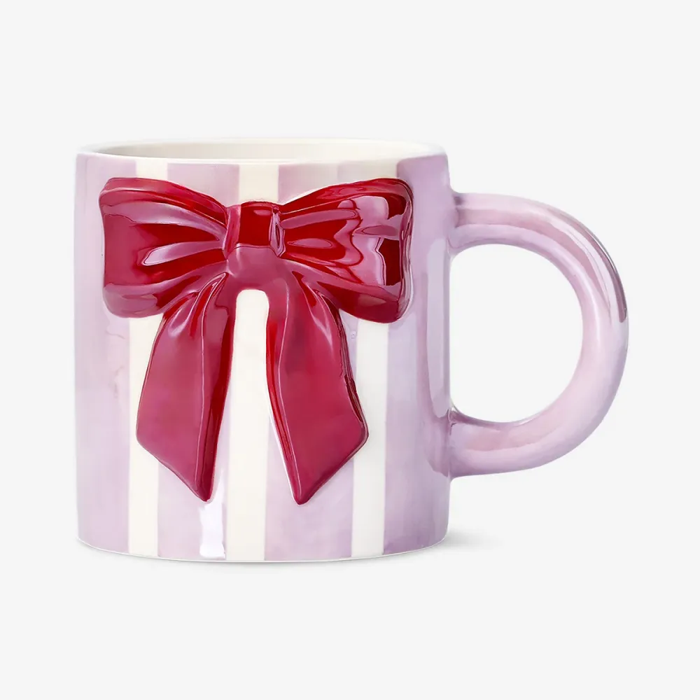 Tazza righe con fiocco rilievo - 320 ml
