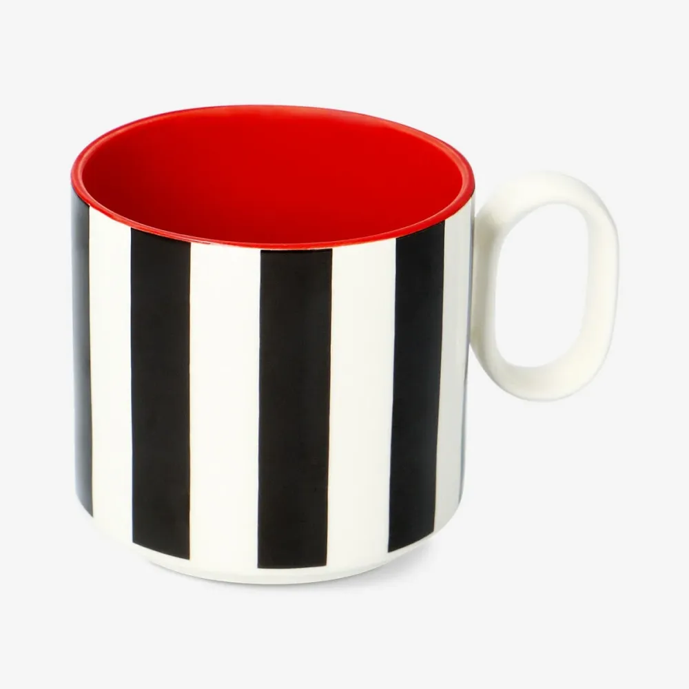 Tazza righe con interno rosso - 300 ml