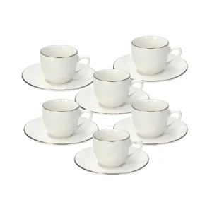 Tazze da caffe' con piattino madison fascetta oro set da 6 tazzine
