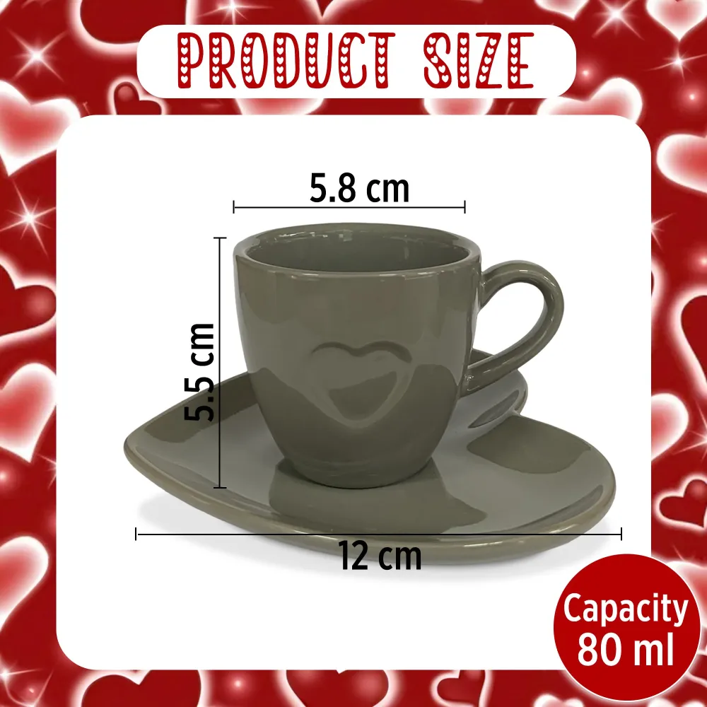 Tazzina da caffè con piattino cuore Nuvole di Stoffa ceramica Shabby Chic 6344