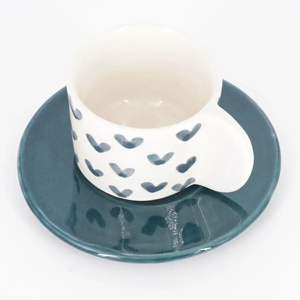 TAZZINA CAFFè CON PIATTINO CUORI CARTA DA ZUCCHERO