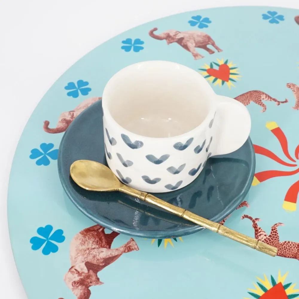 TAZZINA CAFFè CON PIATTINO CUORI CARTA DA ZUCCHERO