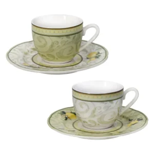 TAZZINA CAFFE' I LIMONI SET 2 PEZZI NEW BONE CHINA BRANDANI