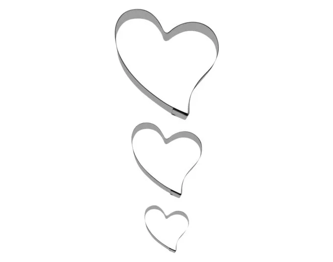 STÄDTER Set di tagliabiscotti forma di amore, 3 pezzi, 3,5–9,5 cm