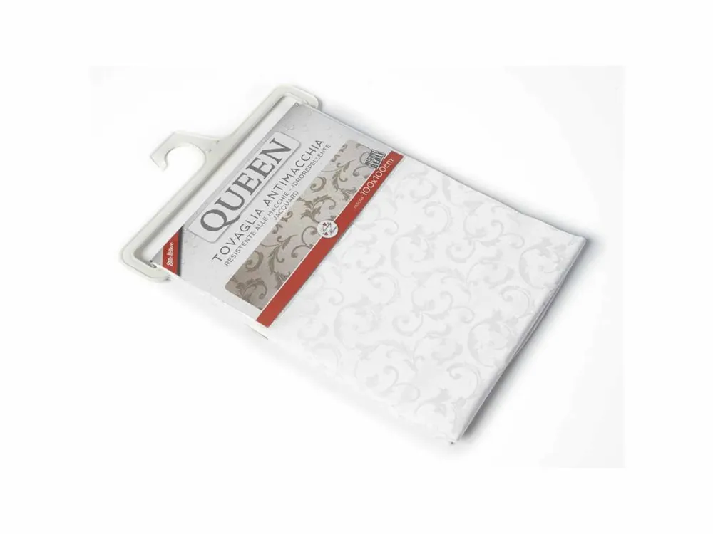 Tovaglia antimacchia jacquard queen 140x300cm bianca