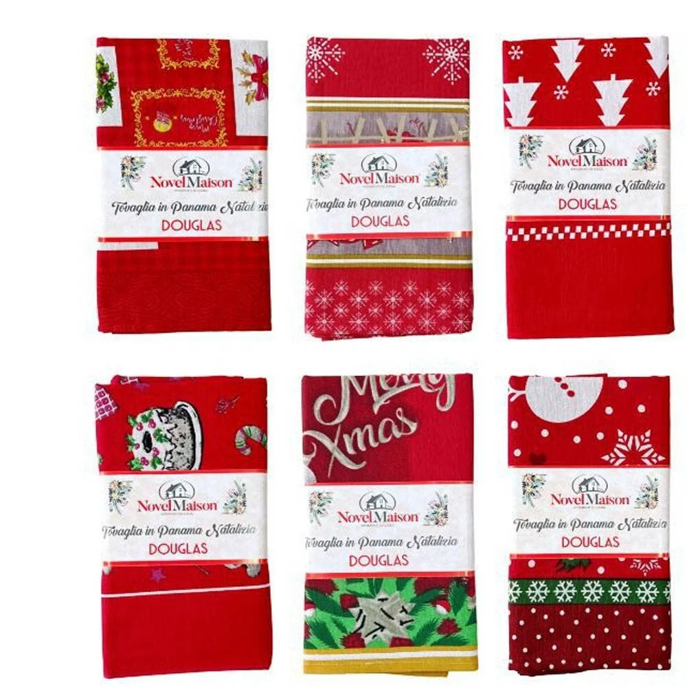 Tovaglia Natalizia Tessuto Panama Resistente Tema Natale Varie Fantasie 12 Posti