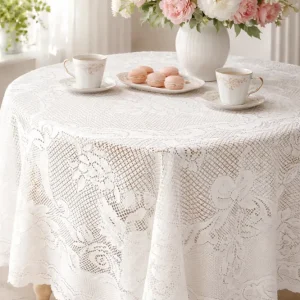 Tovaglia poliestere bianco 160 x 220 cm - Dentelle