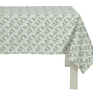 Tovaglia rettangolare floreale cotone per 6 persone verde e beige stile country, made Italy 138x180 cm - Cotton & Color