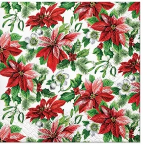 Tovaglioli Cocktail 20x gloria Poinsettia, 25x25 cm