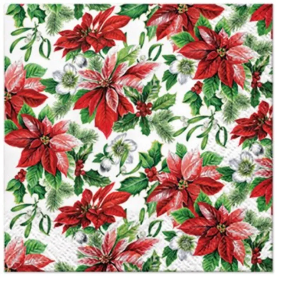 Tovaglioli Cocktail 20x gloria Poinsettia, 25x25 cm