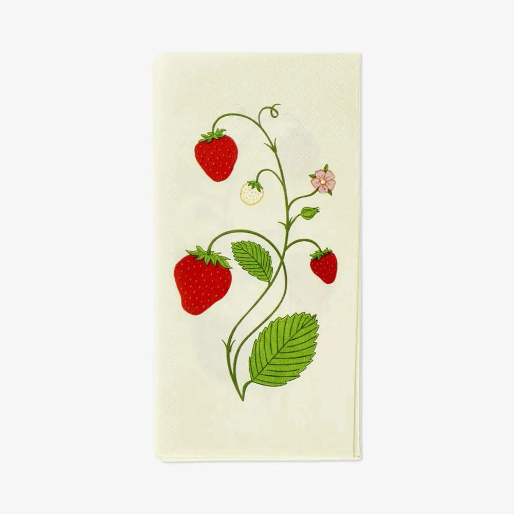 Tovaglioli cocktail con stampa di fragole - 16 pz