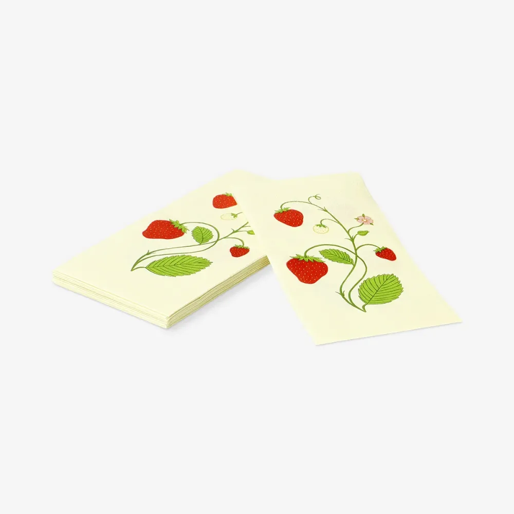 Tovaglioli cocktail con stampa di fragole - 16 pz