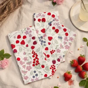 Tovaglioli tessuto con stampa di fragole - 2 pz