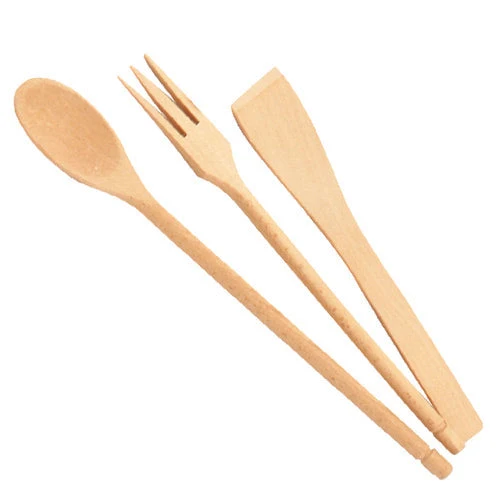 Utensili legno da cucina Cucchiaio, Paletta e Forchettone h 32 cm