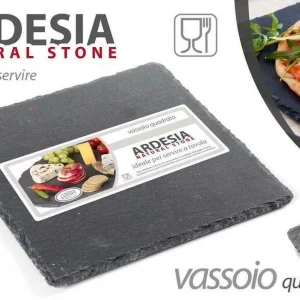 Vassoio Ardesia Natural Stone Piatto Quadrato 20x20cm Portata Tavola 752247