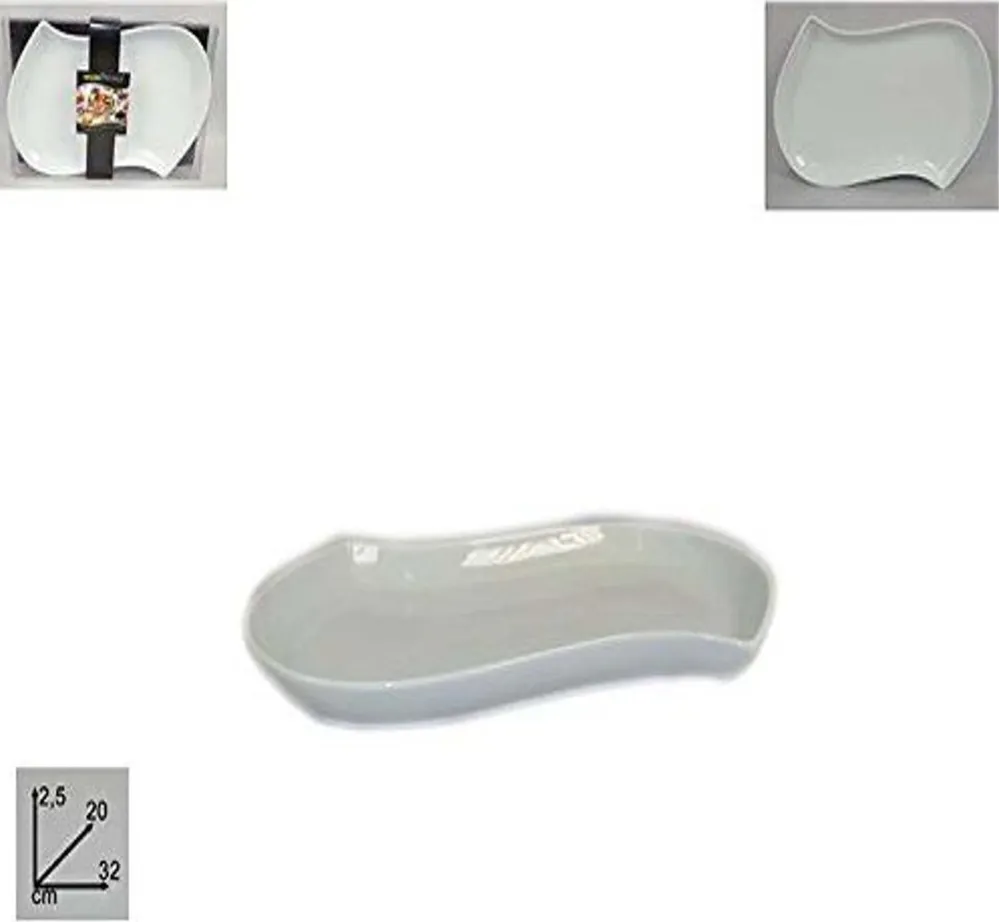 Vassoio Ceramica Bianco Ondulato 32x20 Cm Piatto Da Portata Per Antipasti