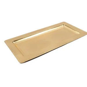 Vassoio foglia oro plastica 36x18x1.5cm