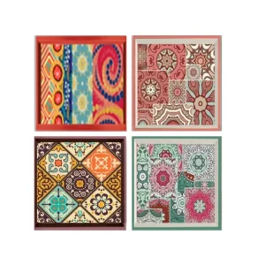 Vassoio mdf quadrato con bordo 30x30x3,5cm 4 assortimenti