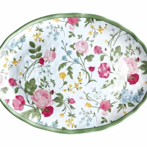 Vassoio ovale melamina, fantasia floreale, stile country, linea AD trend - 40x30xh2,5cm - Star